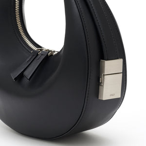Osoi crescent shaped Toni mini bag smooth black leather | Pipe and Row