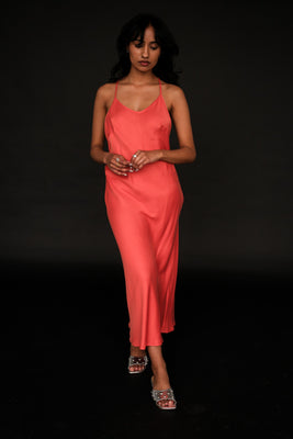 Oh Seven Days Phoebe silky slip dress burnt orange | Pipe and Row