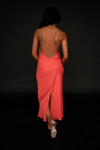 Oh Seven Days Phoebe silky slip dress burnt orange | Pipe and Row