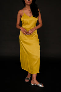 Oh Seven Days Phoebe silky slip dress lemon yellow green | Pipe and Row