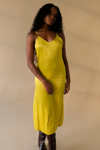 Oh Seven Days Phoebe silky slip dress lemon yellow green | Pipe and Row