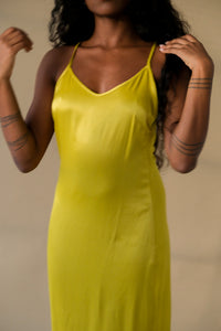 Oh Seven Days Phoebe silky slip dress lemon yellow green | Pipe and Row