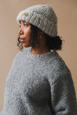 Ganni chunky marled hand knit beanie paloma melange | PIPE AND ROW