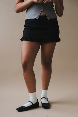 Geel black Marcie paneled micro mini skirt mini ruffle hem PIPE AND ROW
