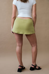 Geel green pistachio Aria micro mini skirt built-in shorts | Pipe and Row