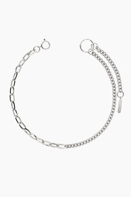 Justine Clenquet half curb half cable chain hari silver necklace | Pipe and Row