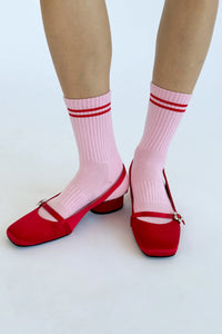 Le Bon Shoppe Boyfriend socks amour pink red stripes | Pipe and Row Boutique Seattle