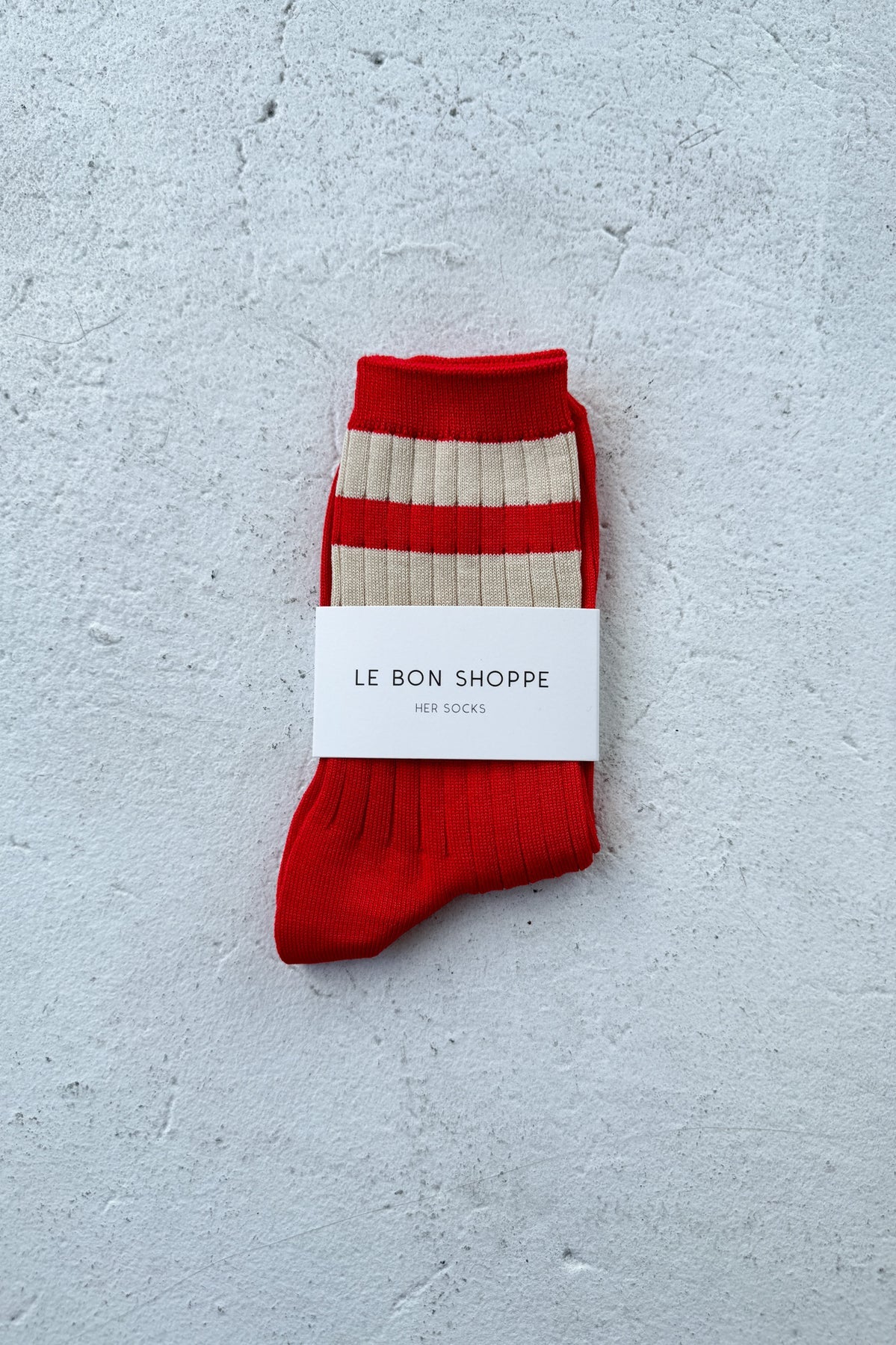 Le Bon Shoppe her varsity socks Desire red white stripes PIPE AND ROW