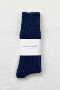 Le Bon Shoppe Cottage textured bunchy socks navy blue | Pipe and Row boutique Seattle