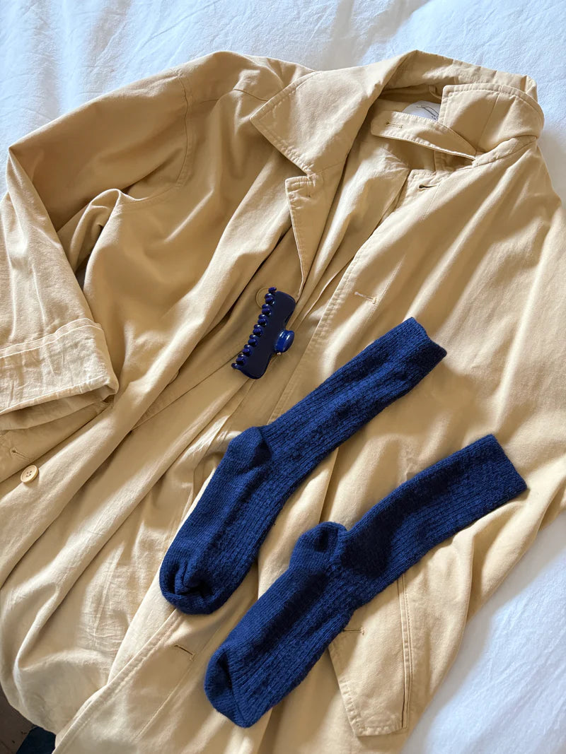 Le Bon Shoppe Cottage textured bunchy socks navy blue | Pipe and Row boutique Seattle Fremont
