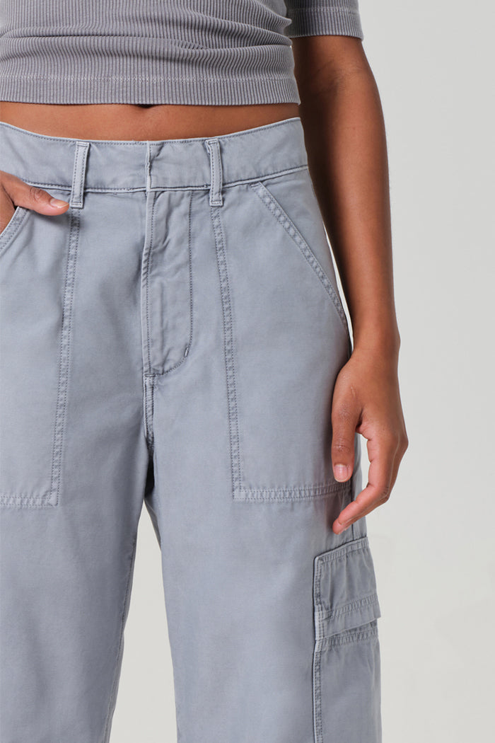 Citizens of Hummanity sateen Marcelle low slung cargo pant Hematite light blue | Pipe and Row