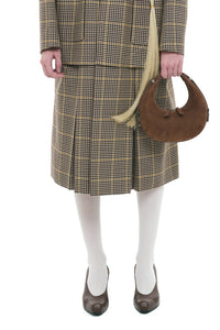 Osoi crescent shaped Toni mini bag nubuck brown leather | Pipe and Row