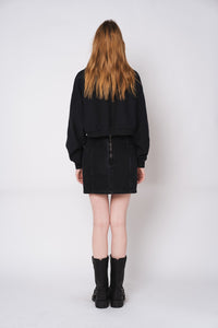 Tonywack garment dyed cropped zip up sweatshirt faded black WBE12SS0 2 PIPE AND ROW
