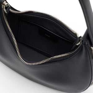 Osoi crescent shaped Toni mini bag smooth black leather | Pipe and Row
