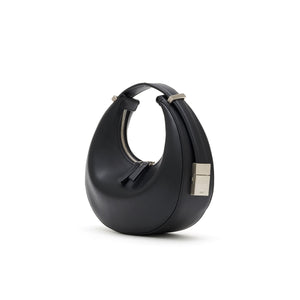 Osoi crescent shaped Toni mini bag smooth black leather | Pipe and Row