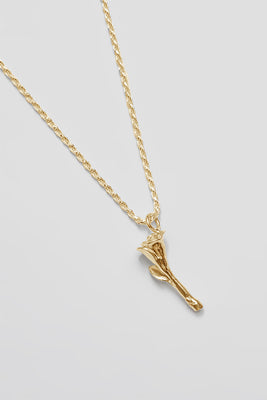 Wolf Circus Rose stem charm necklace gold rope chain | Pipe and Row
