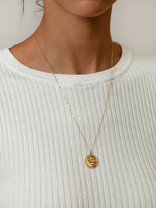 Wolf Circus engraved Rose Coin necklace 14k gold best selling | Pipe and Row Seattle