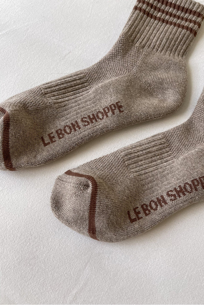 GIRLFRIEND crew SOCKS HAZELWOOD brown | Pipe and Row boutique Seattle